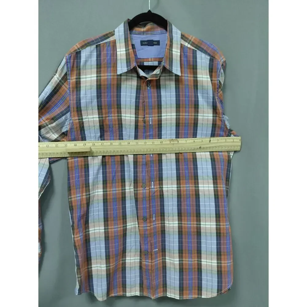 Banana Republic Blue Collared Plaid Breathable Button-Up Shirt Men Size L